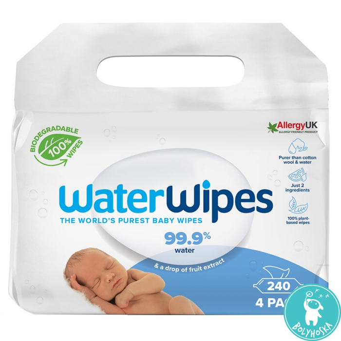 WaterWipes biológiai úton lebomló babatörlőkendő Value Pack 4x60db
